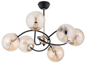 Lampadario a sospensione con supporto rigido AURORA 6xE14/10W/230V nero/oro