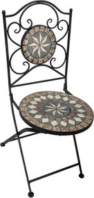 Set Completo Tavolo Mosaico E 2 Sedie Pieghevoli Bistrot In Acciaio E Ceramica