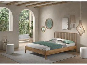 Letto matrimoniale di colore naturale in rovere massiccio rete non inclusa 160x200 cm Olive Spindle – Vipack