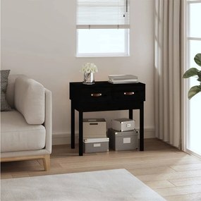 Tavolo Consolle Nero 76,5x40x75 Cm İn Legno Massello Di Pino /