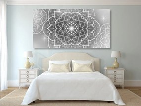 Stampa su tela – Mandala orientale in bianco e nero