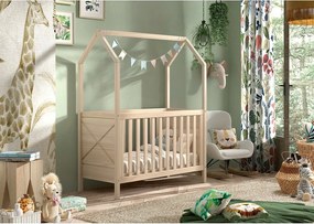 Lettino di colore naturale in pino massiccio con altezza regolabile 60x120 cm Scott – Vipack