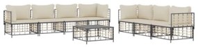 Set Divani da Giardino 8 pz con Cuscini Antracite in Polyrattan