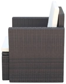 Sedia da Giardino con Cuscini in Polyrattan Marrone