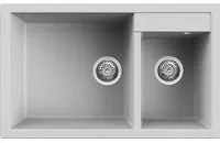 Lavello Elleci Incasso 2 vasche 81,5x50 Quadra 440 Metaltek Grigio Aluminium LMQ44079