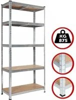 Scaffale 5 Ripiani Metallo e Legno 180x75cm Carichi Pesanti Scaffalatura Zincata