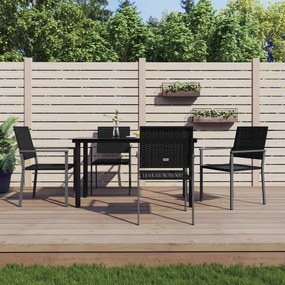 Set da pranzo da giardino 5 pz in polyrattan e acciaio