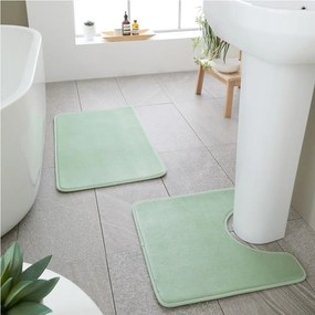 Set di tappetini per il bagno verde chiaro in memory foam 2 pz per WC 50x80 cm Anti-Bacterial – Catherine Lansfield