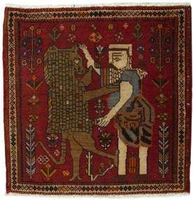 Shiraz Tappeto persiano 70 x 70 Rosso (Iran) Annodato A Mano