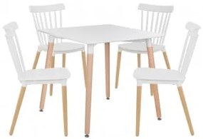 Set tavolo Royal (80x80) e 4 sedie Royal Bianco - Sklum
