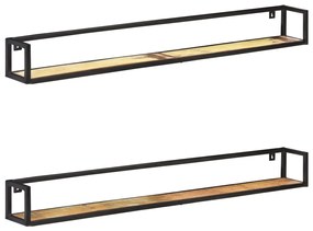 Mensole A Muro 2 Pz 160 Cm İn Legno Massello Di Recupero /