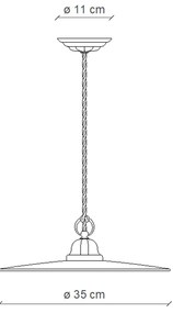 Lampadario Industrial Potenza Ferro E Ceramica Nero Diam. 35Cm 1 Luce E27