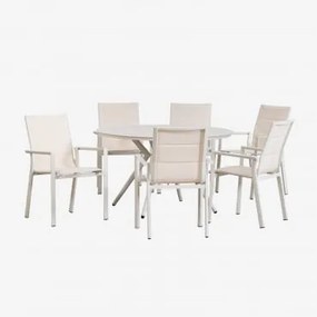 Set tavolo rotondo Valerie (Ø126 cm) e 6 sedie da giardino - Sklum