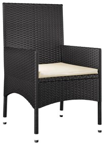 Set Divani da Giardino 4 pz con Cuscini Nero in Polyrattan