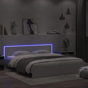 Giroletto con Testiera e LED Bianco 200x200 cm