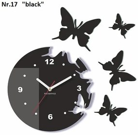 Orologio da parete decorativo con farfalle volanti Nero