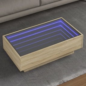 Tavolino Salotto Con Led Rovere Sonoma 90x50x30 Cm Multistrato /