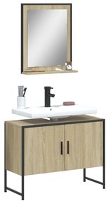 Set Mobili Da Bagno 2 Pz Rovere Sonoma İn Legno Multistrato /