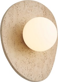 Lampada da parete Japandi in pietra naturale organica con vetro opalino - Josie