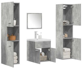 Set Mobili Da Bagno 5 Pz Grigio Cemento İn Legno Multistrato /