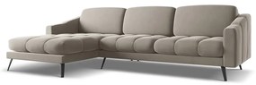 Divano angolare beige (con penisola a sinistra) con rivestimento in velluto Nalu – Makamii