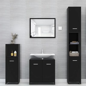 Set Mobili Da Bagno 4 Pz Nero İn Truciolato /