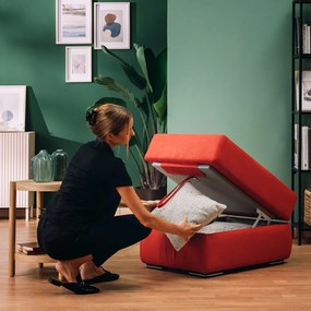 Sun pouf apribile contenitore in microfibra smacchiabile T11 rosso