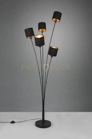 Tommy piantana nera con 5 paralumi nero e oro h.163cm attacco e14