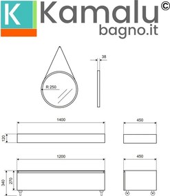 Composizione bagno 120 cm con mobile a terra e mensolone effetto marmo | KAM-KK1203M - KAMALU