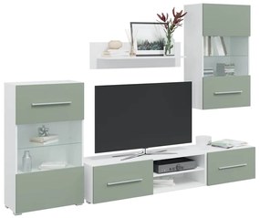 Mobile Tv 5 Pz Con Illuminazione A Led Verde Oliva Truciolato /