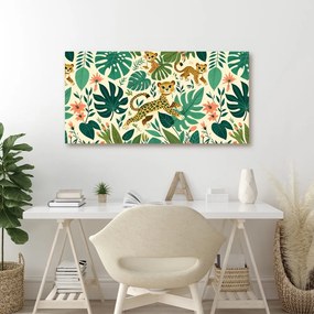 Quadro su tela – Ghepardi giocherelloni e foglie