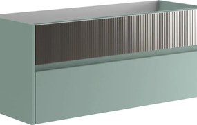 Mobile da bagno sospeso sotto lavabo Niwa 2 cassetti ideale per doppia vasca L 119.5 x H 50 x P 45.5 cm verde timo e grigio carbone cannettato
