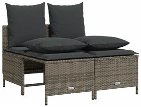 Set divano da giardino 5 pz con cuscini grigio in polyrattan