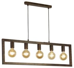 Lampadario Contemporaneo Oblungo Acciaio Marrone 5 Luci E27