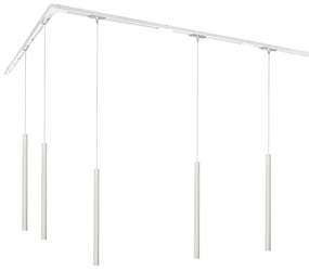 Sistema di illuminazione a binario moderno con 5 luci a sospensione bianco 1 fase - Iconic Frini