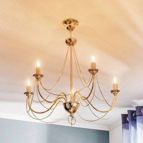 Domiluce Lampadario retrò, cinque bracci 75 cm, oro