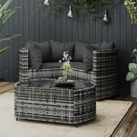 Set Divani da Giardino 4 pz con Cuscini in Polyrattan Grigiocod mxl 130077