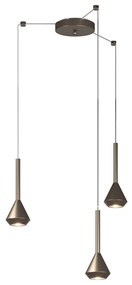 Lampadario Moderno Aygo Metallo Bronzo 3 Luci Gu10