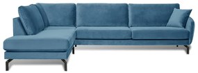 Divano angolare in velluto blu (angolo sinistro) Magic - Scandic