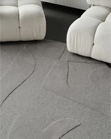 Tappeto rotondo in lana grigia ø 200 cm Morphic Botanica - Agnella