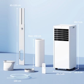 Condizionatore Portatile 7000 BTU Unità 4-in-1 con Raffreddamento Deumidificatore Ventilatore Modalità Notte Bianco...