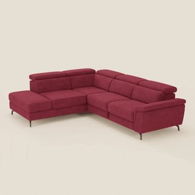 Estro Divano angolare estraibile - poggiatesta reclinabili in tessuto impermeabile T14 rosso