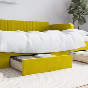 Cassetti Da Letto 2pz Gialli İn Legno Multistrato E Velluto /
