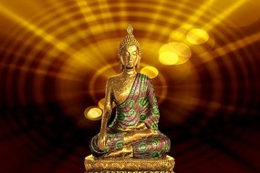Carta da parati – Statua di Buddha con sfondo astratto