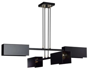 Lampadario Minimal Yuhuang Acciaio Nero 4 Luci E27 Ip20