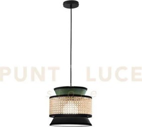 Lampadario a sospensione gazebo verde nero rattan naturale 1 luce a...