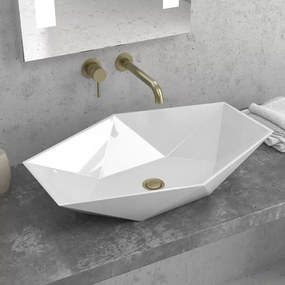 Lavabo da appoggio 64cm esagonale bianco | Litos-K64 - KAMALU