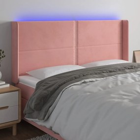 Testiera A Led Rosa 163x16x118/128 Cm İn Velluto /