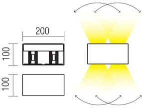 Redo 90304 - Lampada da parete per esterni a LED VARY 4xLED/5W/230V 3000K IP54 marrone