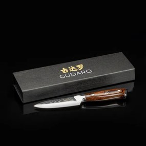 Gudaro - Coltello da cucina in acciaio damascato FENG 3,5", 67 strati d'acciaio, lunghezza 9,5 cm
